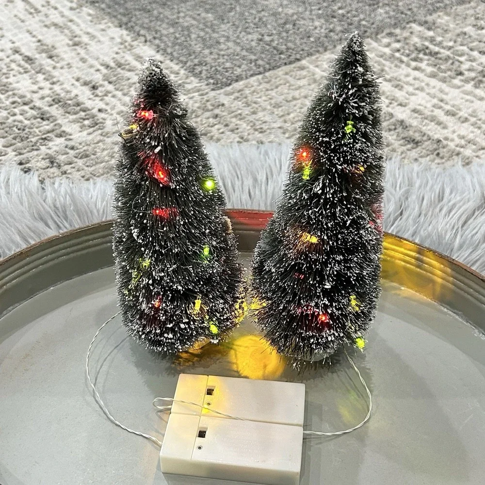 LEMAX‎ Colorful Lighted Evergreen Tree Set Of 2 Battery Operated